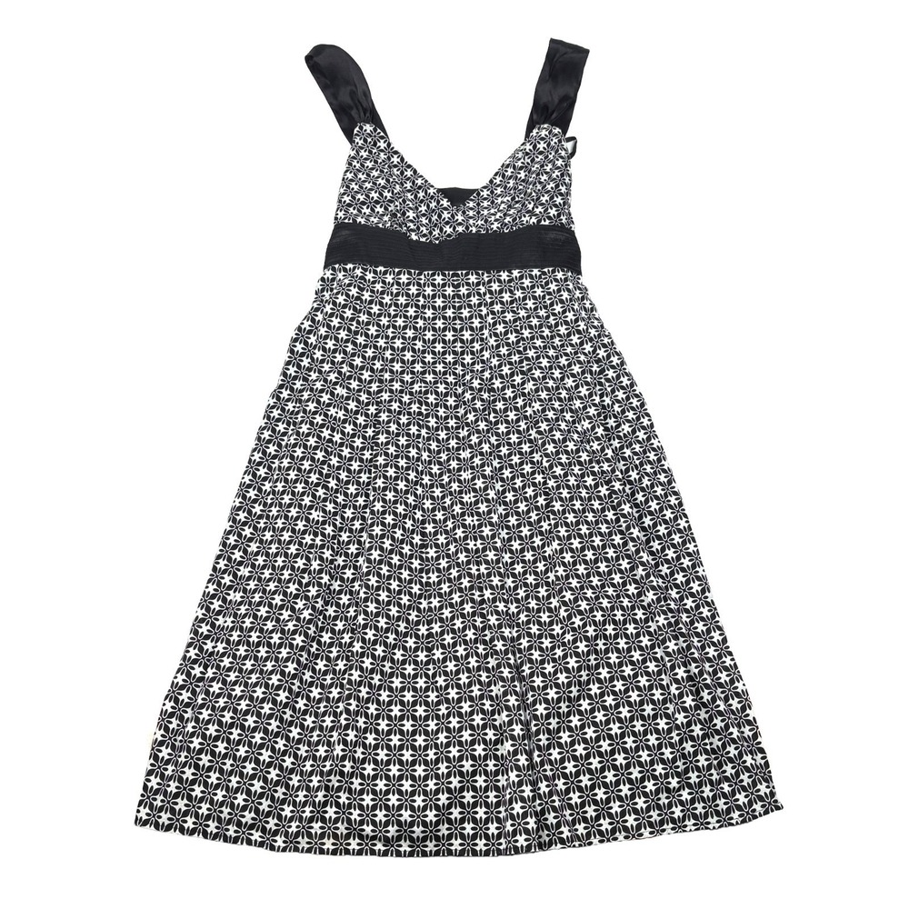 VTG Y2K‎ AB Studio Baby Doll Dress Womens Sz 10 Black White Empire Waist A Line